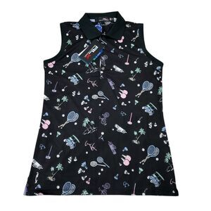 Ralph Lauren RLX Pickleball Sleeveless Polo Shirt Top Tailored Fit Black Size XS